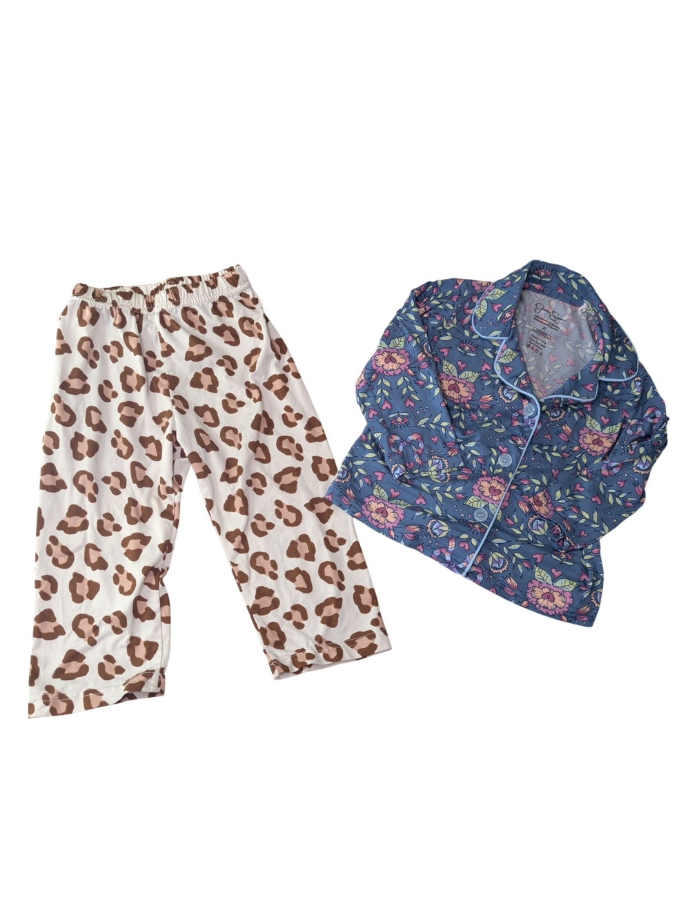 Jessica Simpson Toddler Girls 2-Piece Pajama Set | Floral & Leopard Print | 2T